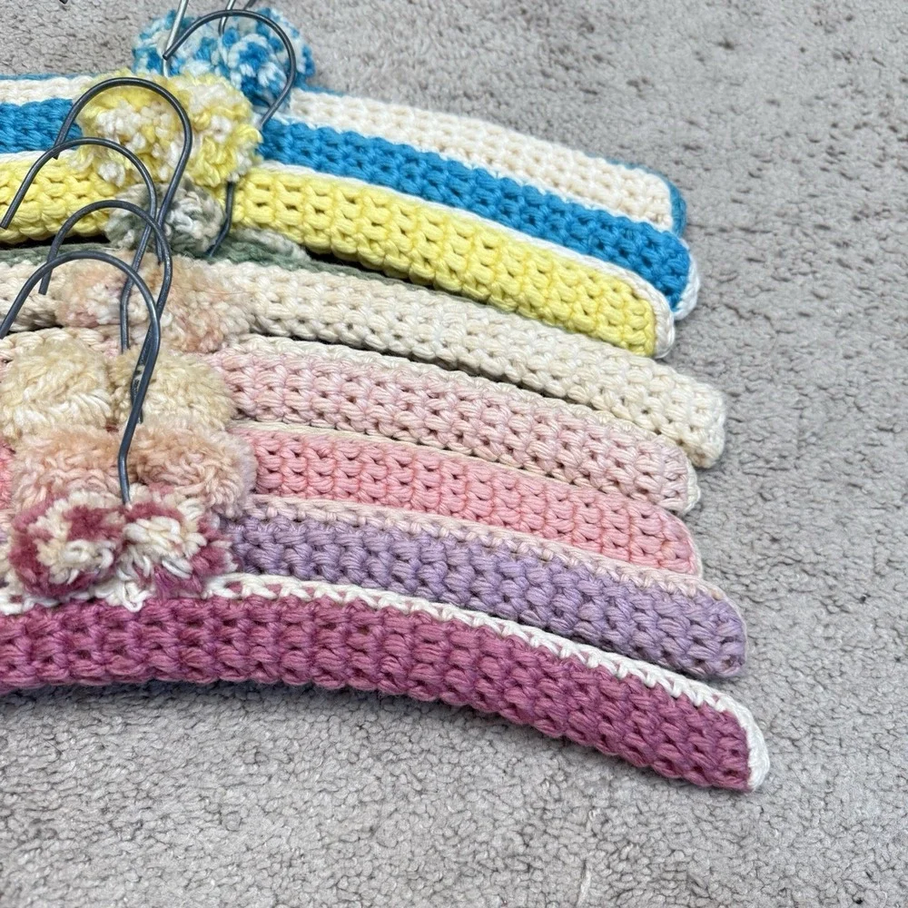 Vintage Crochet Padded Hangers 8 Pieces Lingerie Clothes Wedding Bridal Cottage